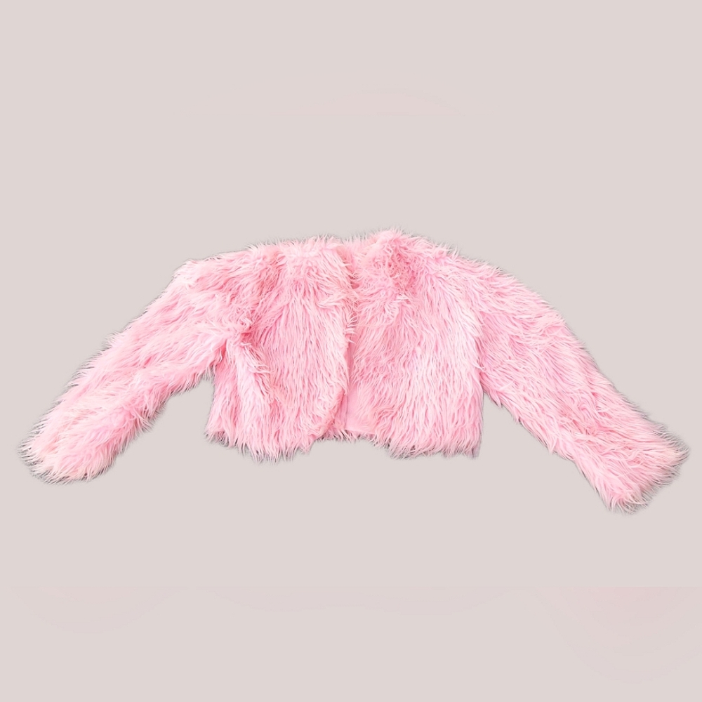 Pink Pony Club Faux Fur Jacket, Long sleeve, Handmade
